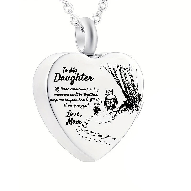 Stainless Steel Funeral Cremation Heart Pendant Necklace Keepsake Urn Perfume Necklace for Ashes Memorial Jewelry Gifts for Dad