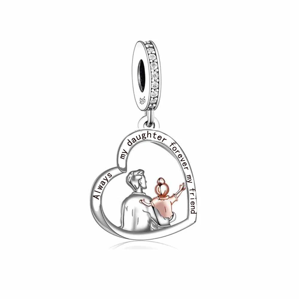 Fit Original Pan Charms Bracelet 925 Sterling Silver Father Daughter Forever Friend My Dad My Hero Bead for Women Jewelry Making