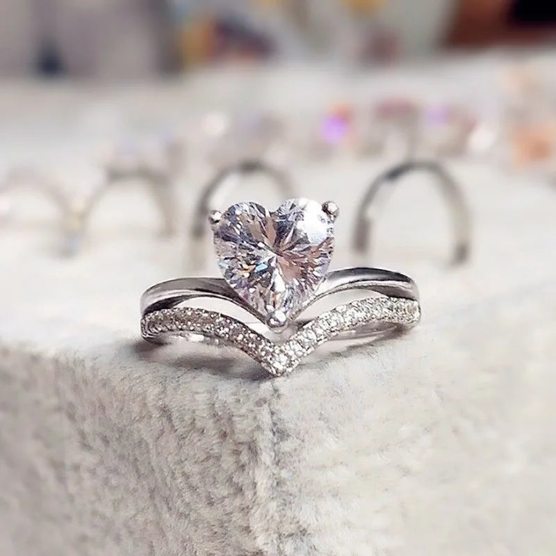 Herz Moissanit Ring 925 Silber