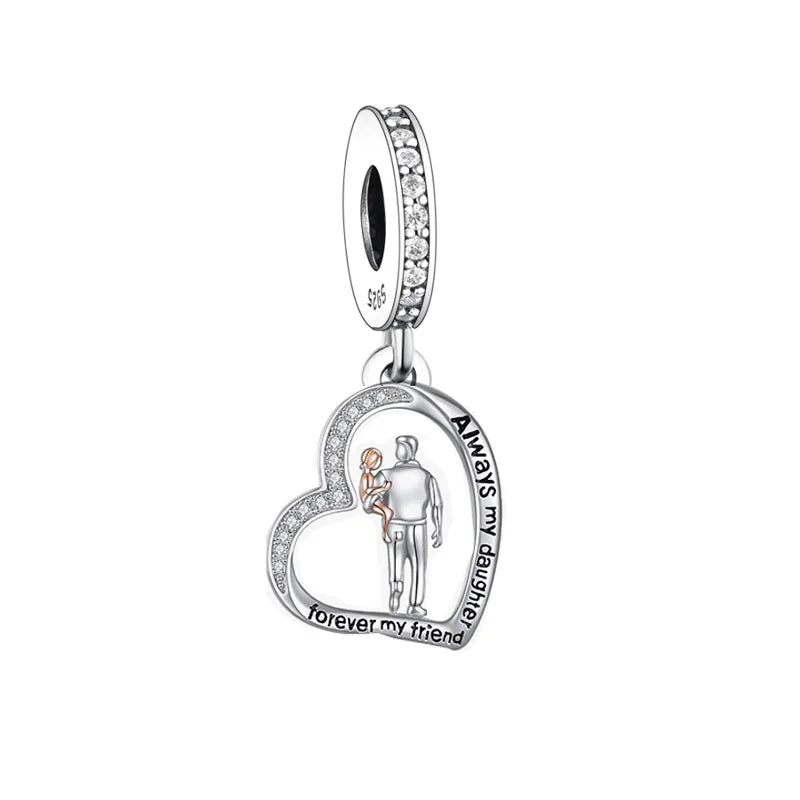 Fit Original Pan Charms Bracelet 925 Sterling Silver Father Daughter Forever Friend My Dad My Hero Bead for Women Jewelry Making