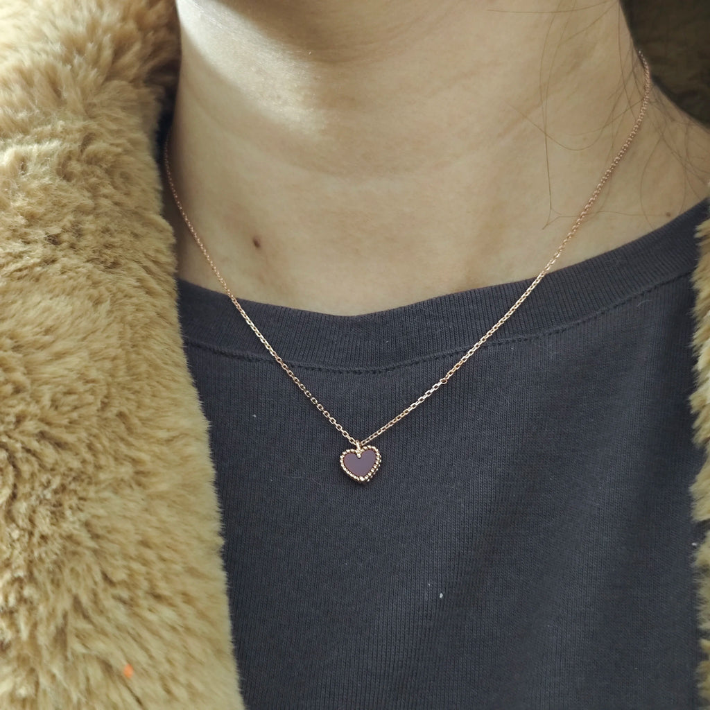 18K Gold Herz Karneol Perlmutt