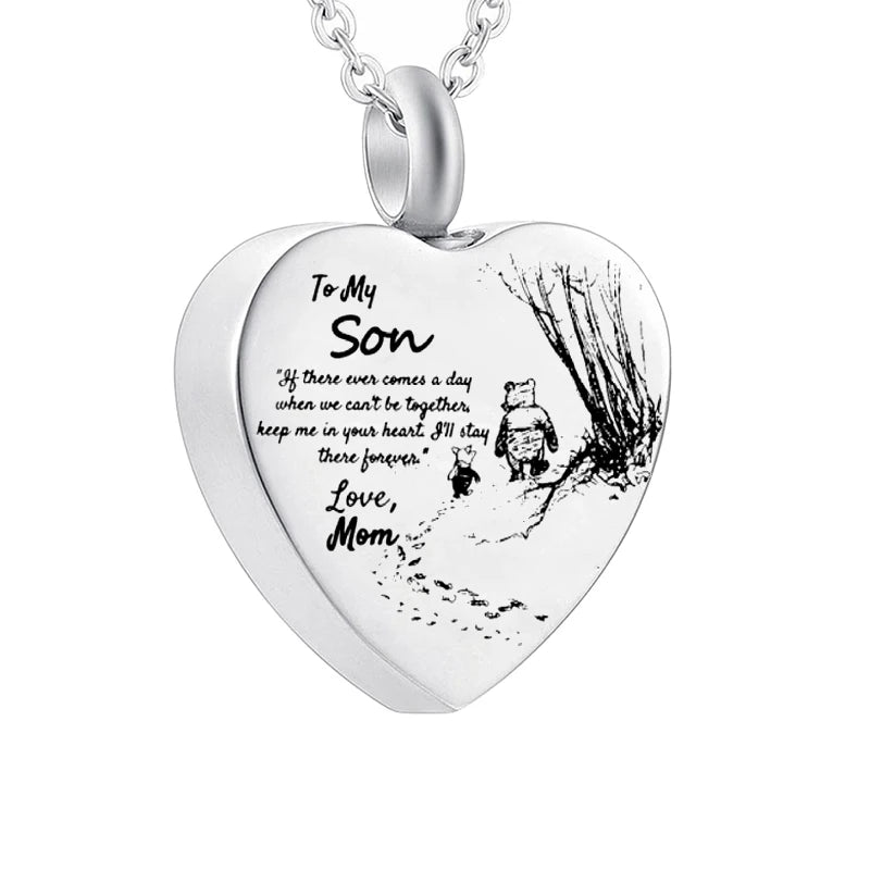 Stainless Steel Funeral Cremation Heart Pendant Necklace Keepsake Urn Perfume Necklace for Ashes Memorial Jewelry Gifts for Dad