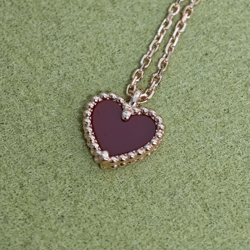 18K Gold Herz Karneol Perlmutt