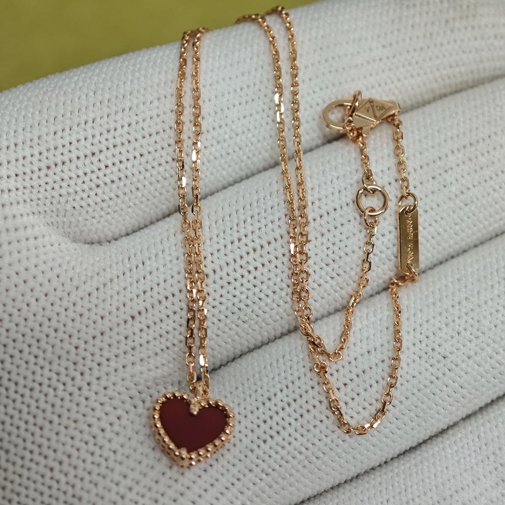 18K Gold Herz Karneol Perlmutt