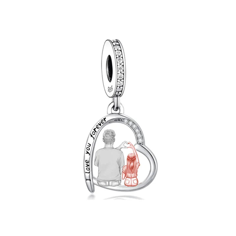 Fit Original Pan Charms Bracelet 925 Sterling Silver Father Daughter Forever Friend My Dad My Hero Bead for Women Jewelry Making