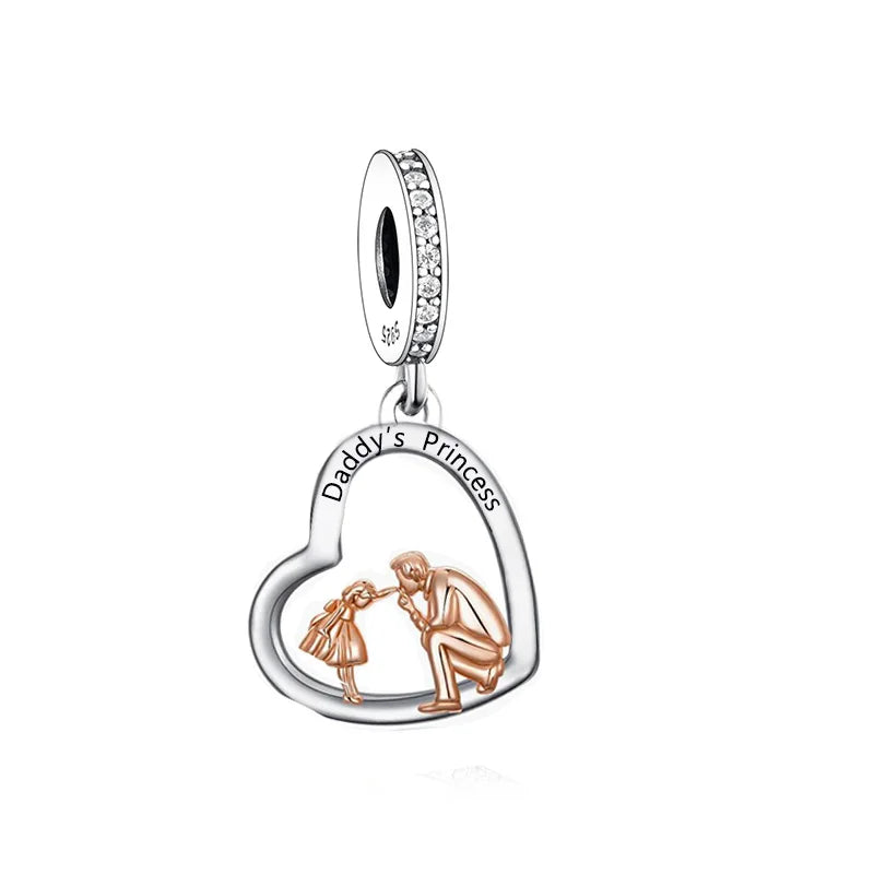 Fit Original Pan Charms Bracelet 925 Sterling Silver Father Daughter Forever Friend My Dad My Hero Bead for Women Jewelry Making