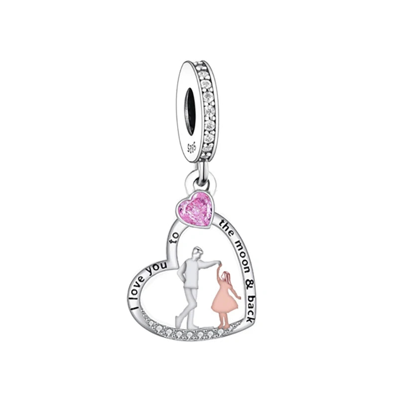 Fit Original Pan Charms Bracelet 925 Sterling Silver Father Daughter Forever Friend My Dad My Hero Bead for Women Jewelry Making