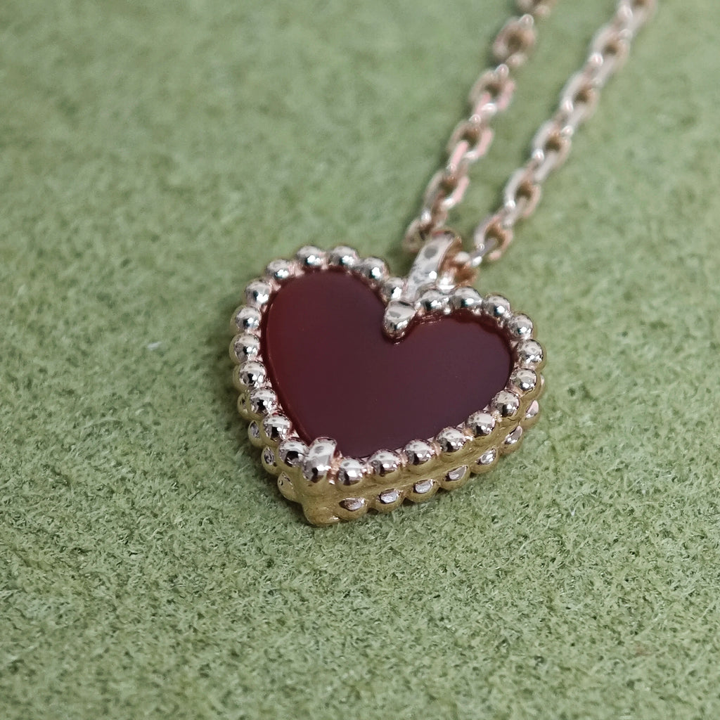 18K Gold Herz Karneol Perlmutt