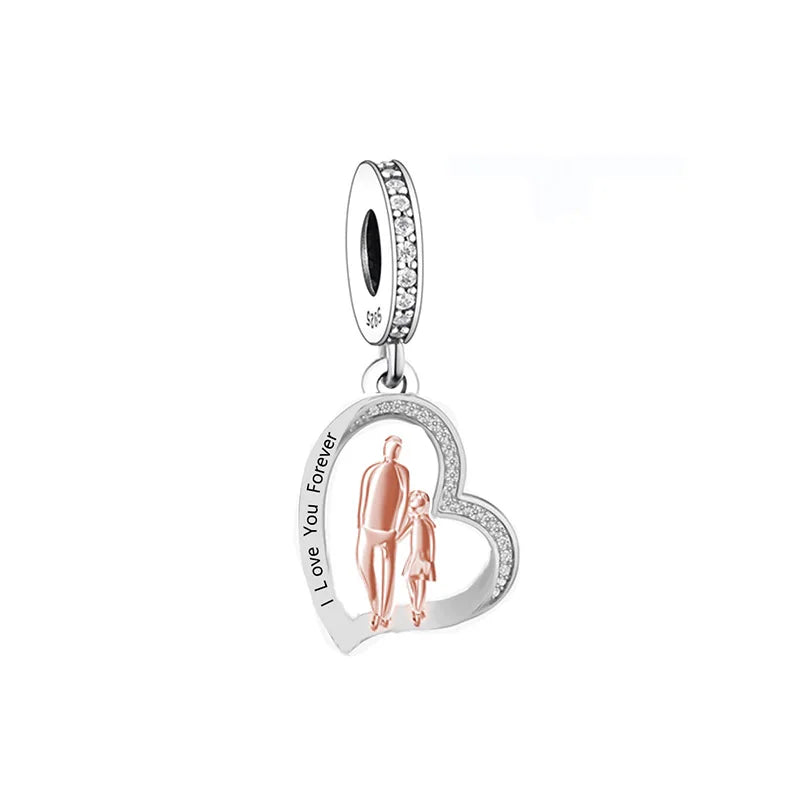 Fit Original Pan Charms Bracelet 925 Sterling Silver Father Daughter Forever Friend My Dad My Hero Bead for Women Jewelry Making