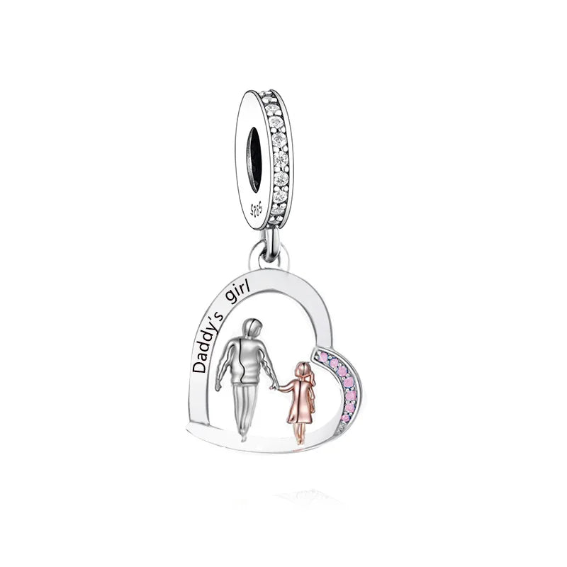 Fit Original Pan Charms Bracelet 925 Sterling Silver Father Daughter Forever Friend My Dad My Hero Bead for Women Jewelry Making