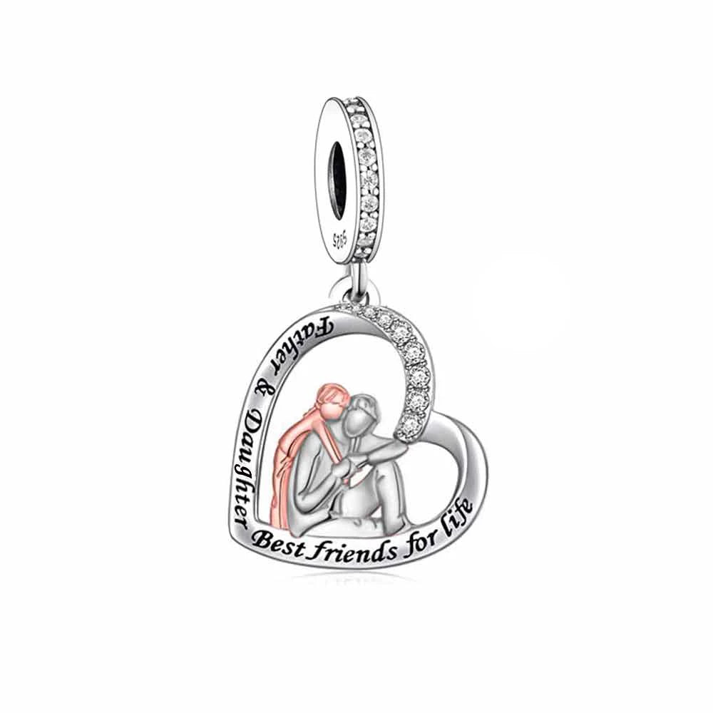 Fit Original Pan Charms Bracelet 925 Sterling Silver Father Daughter Forever Friend My Dad My Hero Bead for Women Jewelry Making