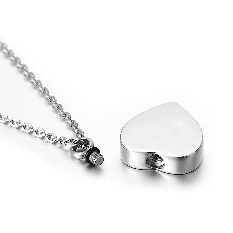 Stainless Steel Funeral Cremation Heart Pendant Necklace Keepsake Urn Perfume Necklace for Ashes Memorial Jewelry Gifts for Dad