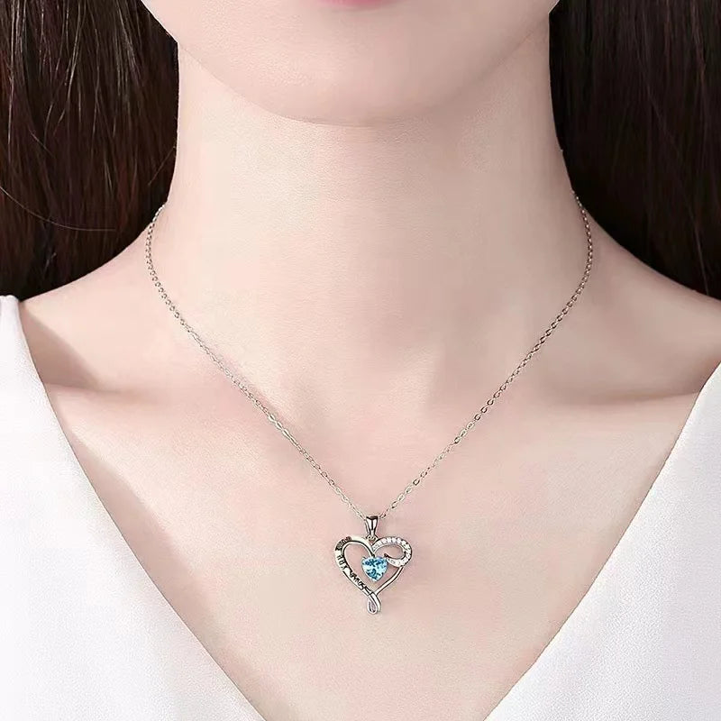 S925 Silber Blau Zirkon Herz