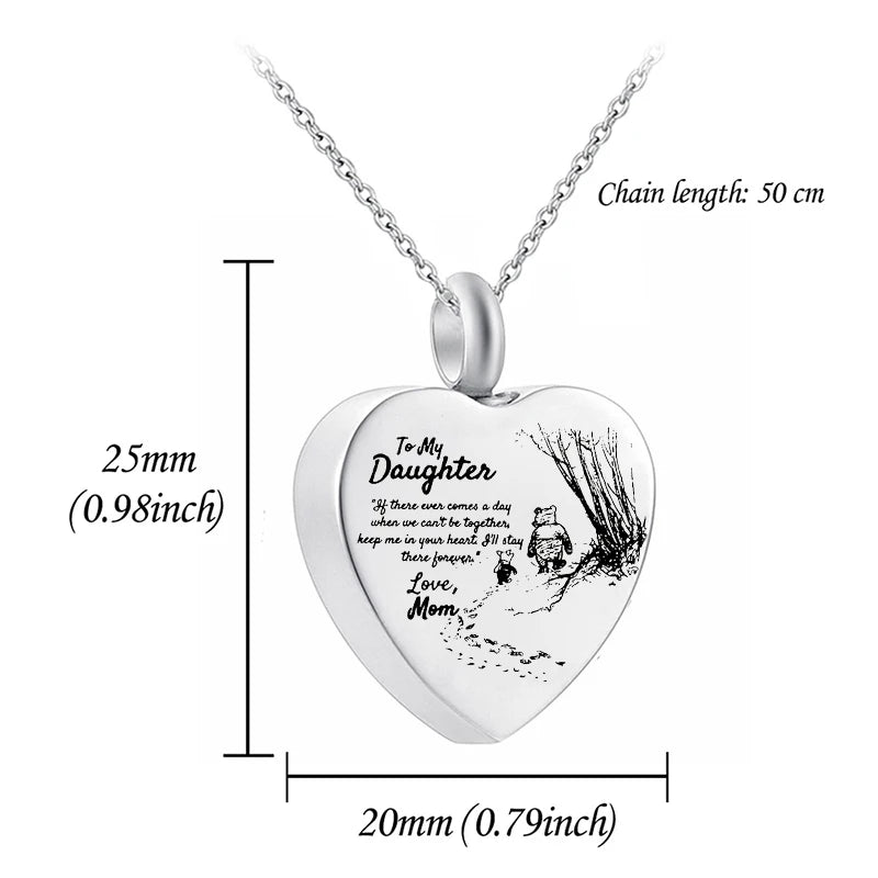 Stainless Steel Funeral Cremation Heart Pendant Necklace Keepsake Urn Perfume Necklace for Ashes Memorial Jewelry Gifts for Dad