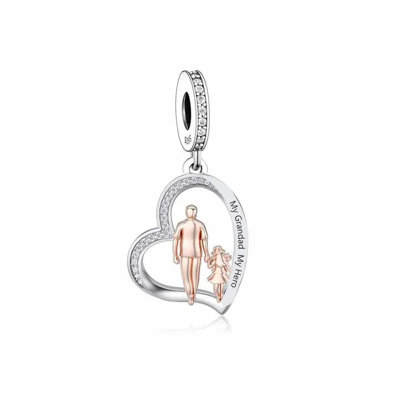 Fit Original Pan Charms Bracelet 925 Sterling Silver Father Daughter Forever Friend My Dad My Hero Bead for Women Jewelry Making