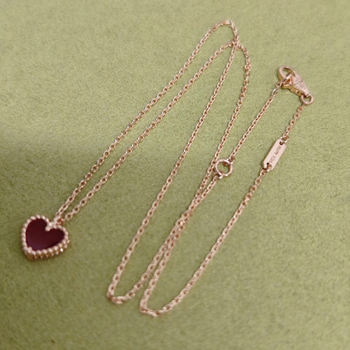 18K Gold Herz Karneol Perlmutt