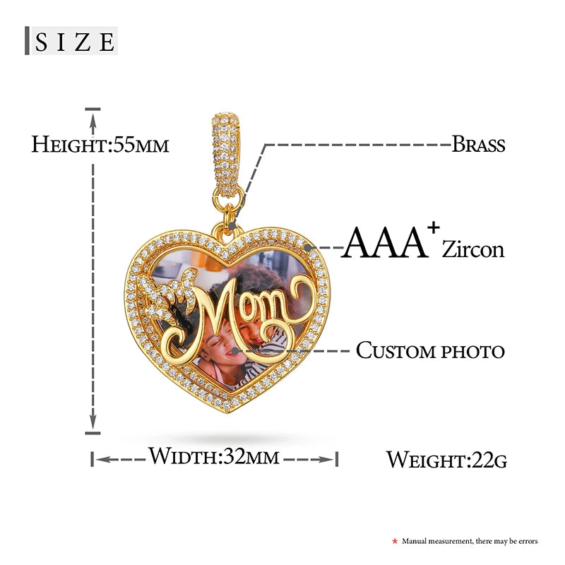 MOM Herz Foto Anhänger
