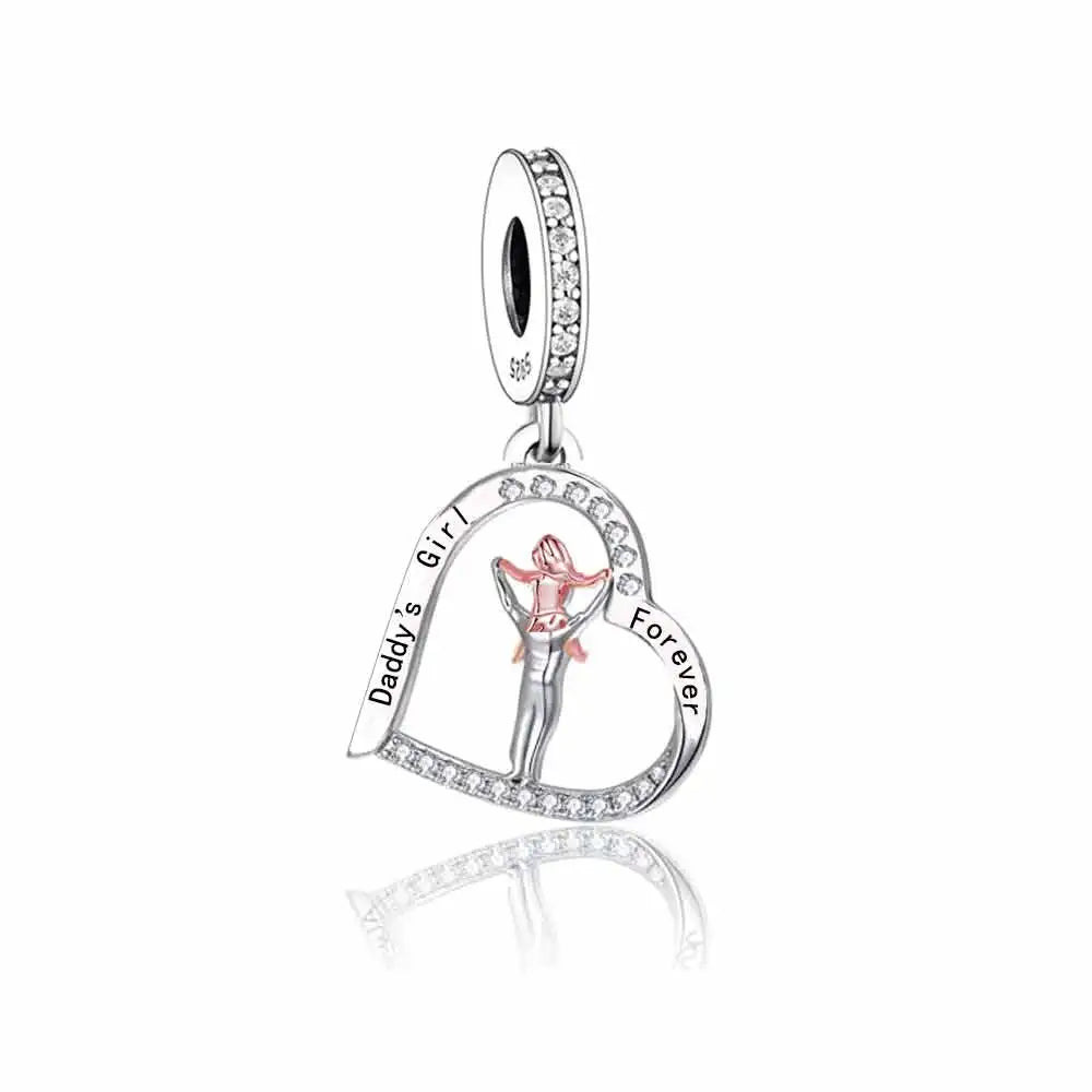 Fit Original Pan Charms Bracelet 925 Sterling Silver Father Daughter Forever Friend My Dad My Hero Bead for Women Jewelry Making