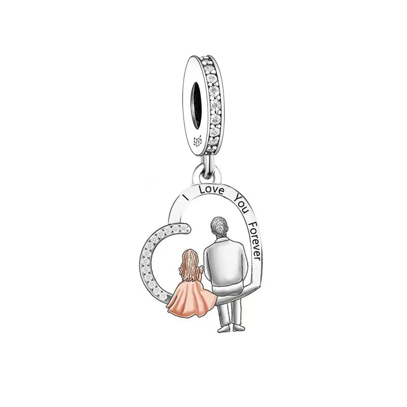 Fit Original Pan Charms Bracelet 925 Sterling Silver Father Daughter Forever Friend My Dad My Hero Bead for Women Jewelry Making