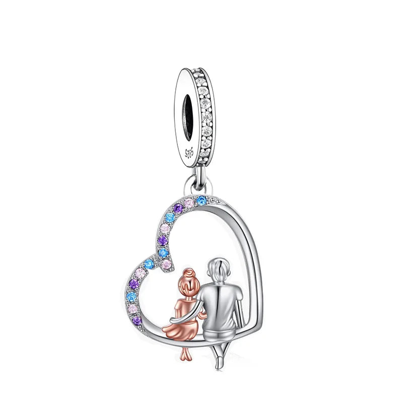 Fit Original Pan Charms Bracelet 925 Sterling Silver Father Daughter Forever Friend My Dad My Hero Bead for Women Jewelry Making
