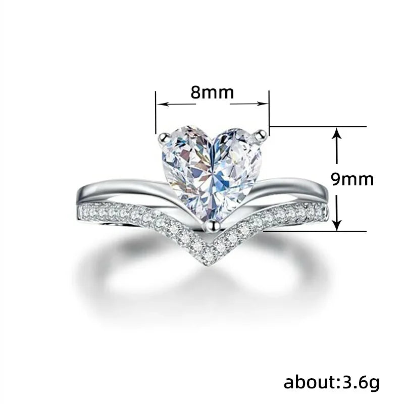 Herz Moissanit Ring 925 Silber