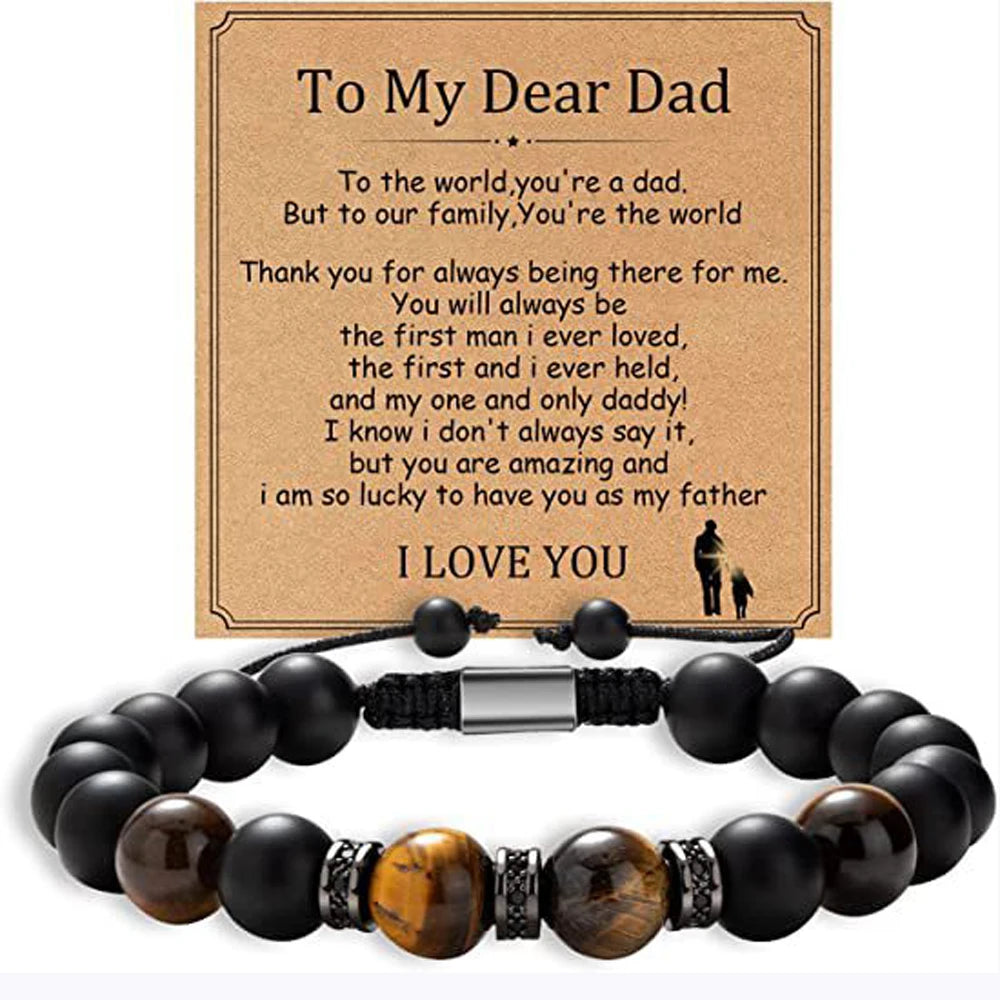 Vatertagsgeschenke für Papa, Geschenke von Tochter, Sohn, Armbänder, Geburtstagsgeschenke für Männer, Papa, Herrenarmband, Naturstein für Ihn, Ehemann