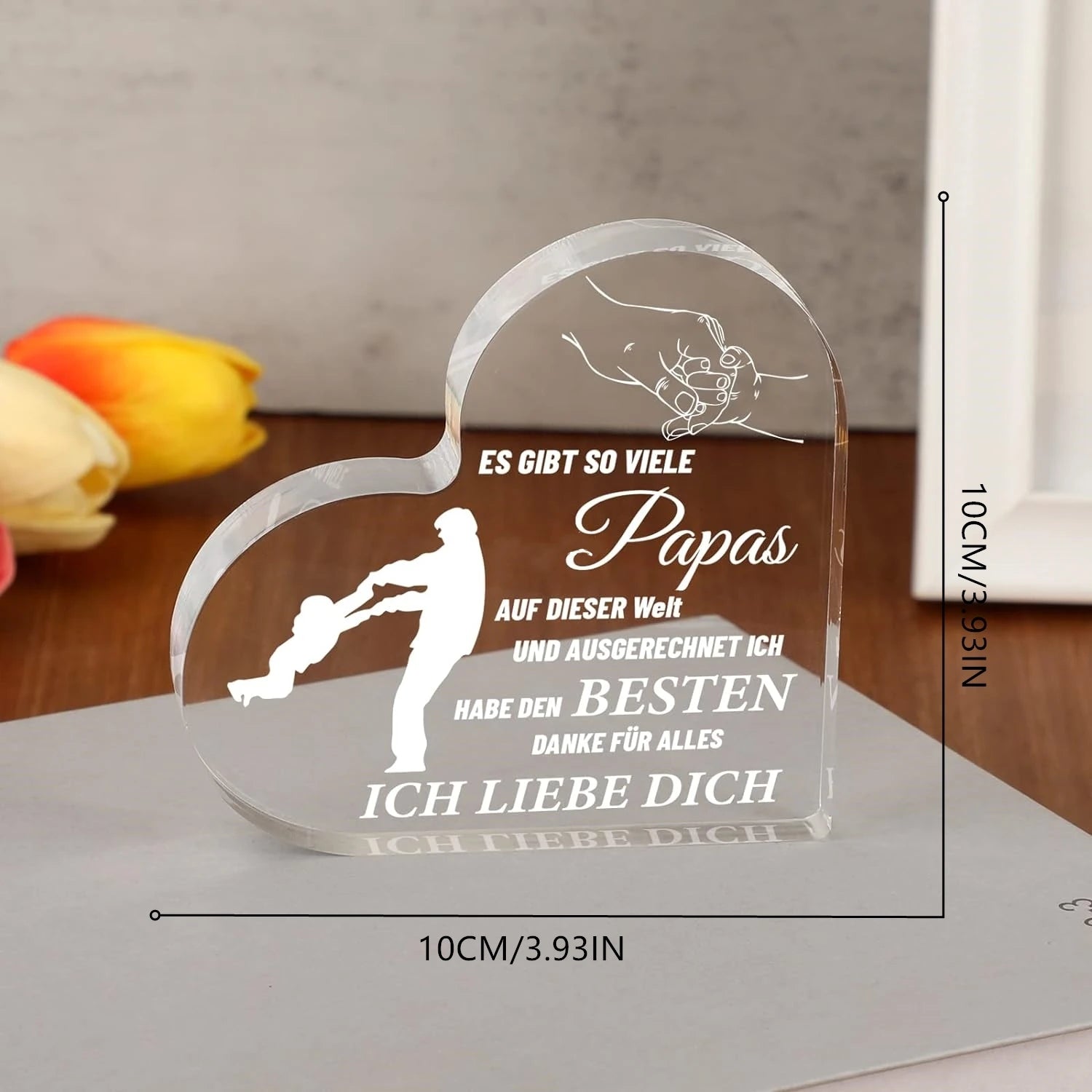 Geschenke für Papa, herzförmiges Acrylschild, Geschenk für den besten Vater, Weihnachtsgeburtstag, Vatertagsgeschenke für Vater, Vater der Kinder