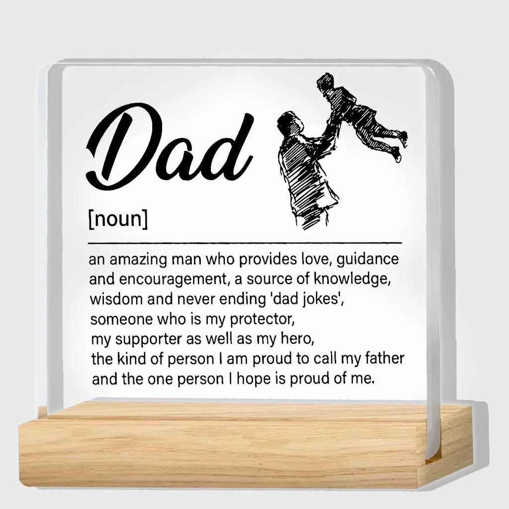 Vatertagsgeschenke von Tochter, Geschenk für Papa zum Geburtstag, Weihnachten, Vatertag, 'Papa, ich liebe dich' Transparenter Acryl-Schreibtischschmuck