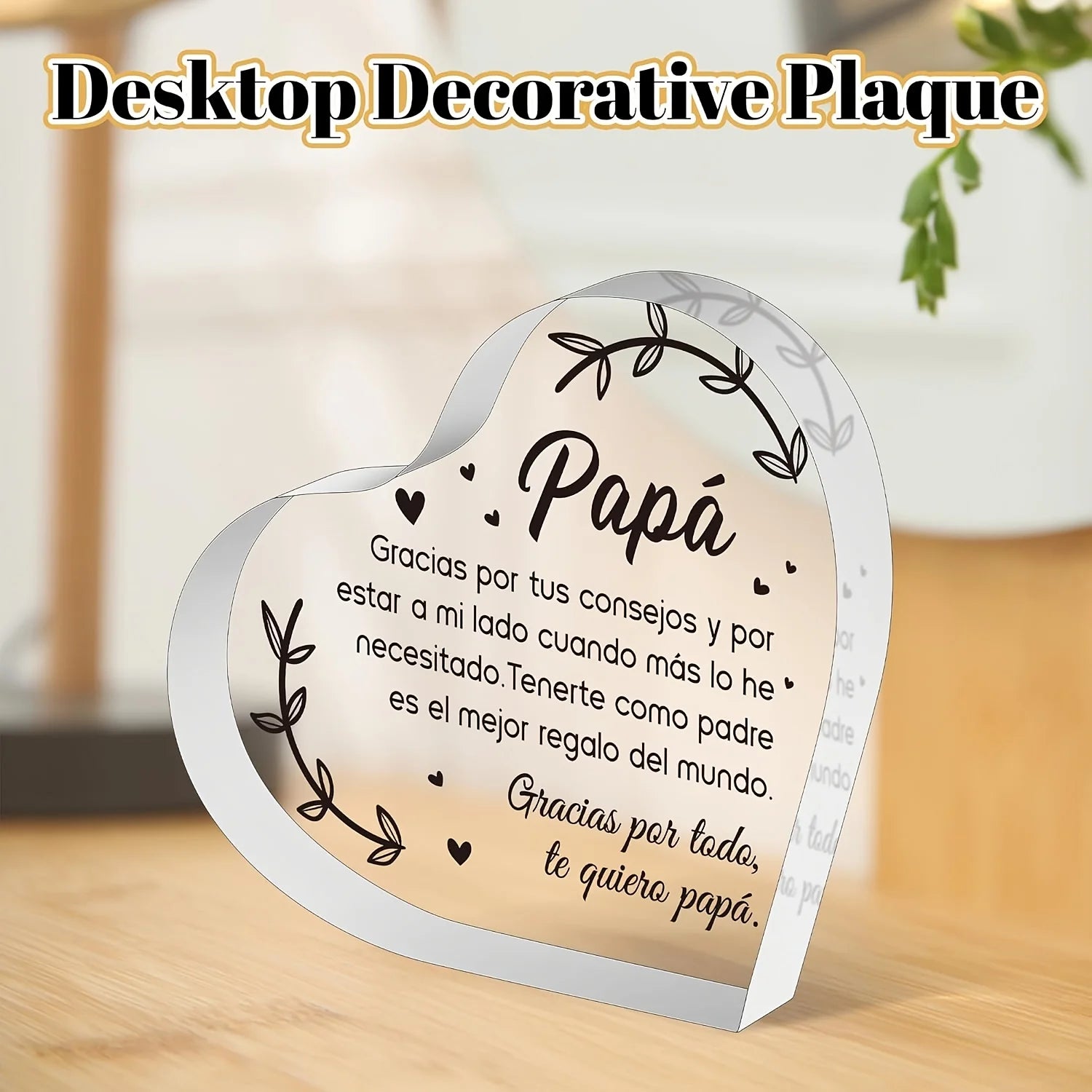Spanische Geburtstagsgeschenke für Papa - Herz-Acryl-Plakette für Schreibtisch-Dekoration, Andenken-Briefbeschwerer, Geschenke für Väter