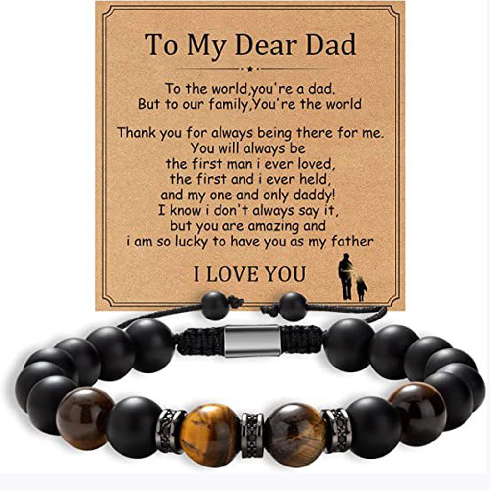 Vatertagsgeschenke für Papa, Geschenke von Tochter, Sohn, Armbänder, Geburtstagsgeschenke für Männer, Papa, Herrenarmband, Naturstein für Ihn, Ehemann