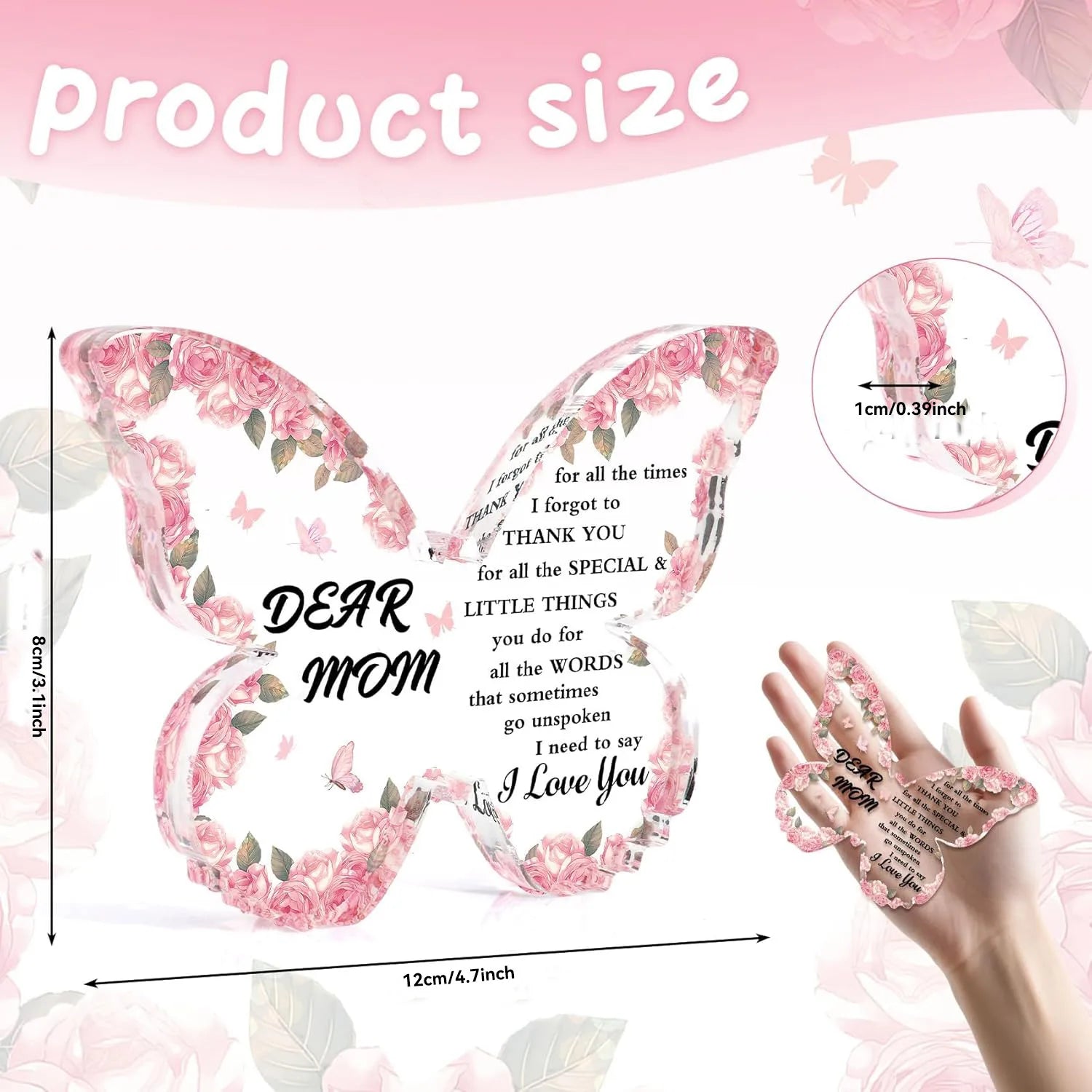 Acryltafel Schmetterling Pink