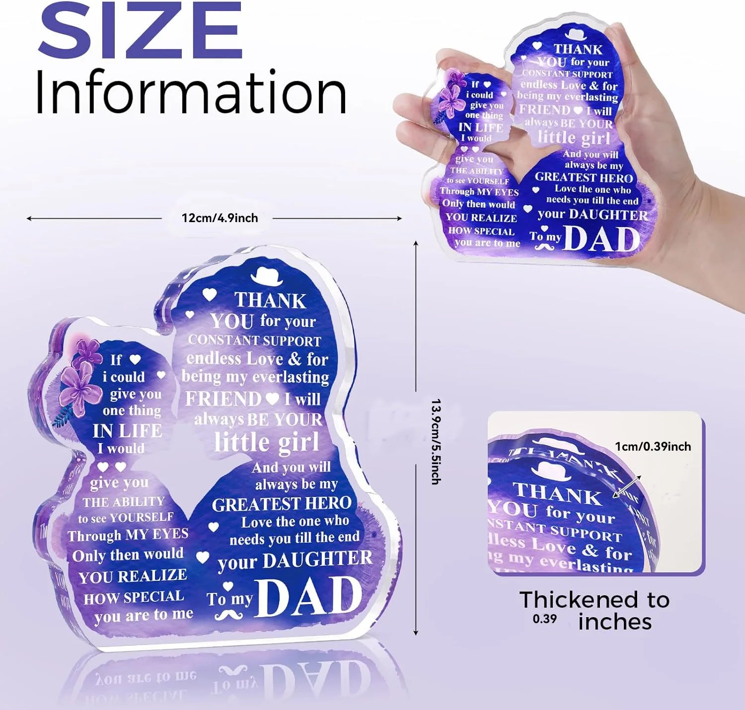 Vatertagsgeschenke von Tochter – Geschenk für den besten Vater aller Zeiten, Acrylplakette – Geburtstags-, Weihnachtsgeschenkidee für Papa von Tochter