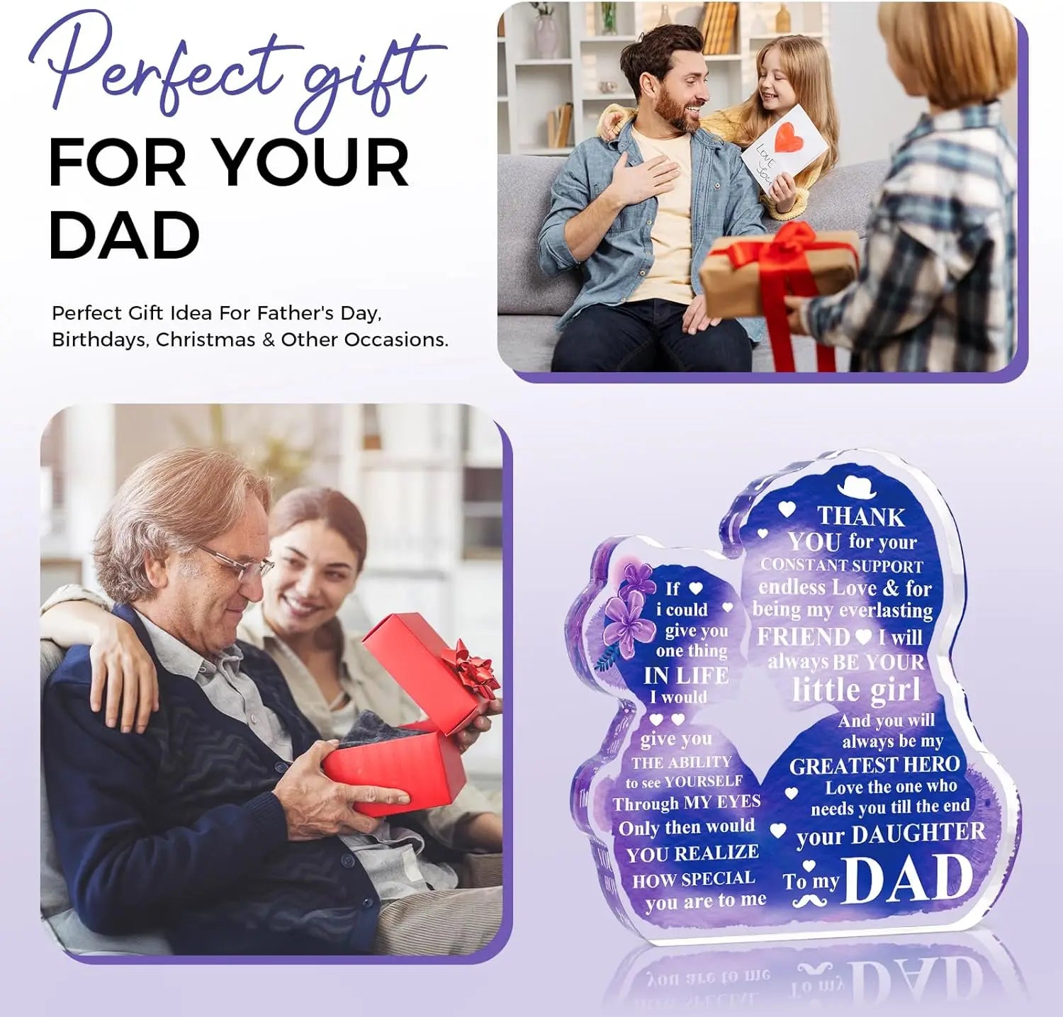 Vatertagsgeschenke von Tochter – Geschenk für den besten Vater aller Zeiten, Acrylplakette – Geburtstags-, Weihnachtsgeschenkidee für Papa von Tochter