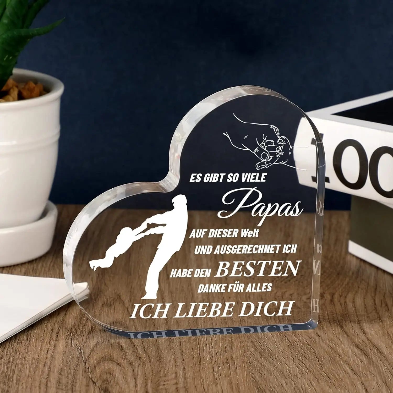 Geschenke für Papa, herzförmiges Acrylschild, Geschenk für den besten Vater, Weihnachtsgeburtstag, Vatertagsgeschenke für Vater, Vater der Kinder