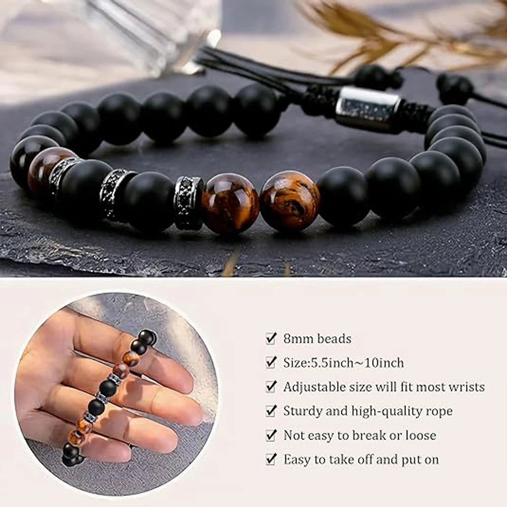 Vatertagsgeschenke für Papa, Geschenke von Tochter, Sohn, Armbänder, Geburtstagsgeschenke für Männer, Papa, Herrenarmband, Naturstein für Ihn, Ehemann