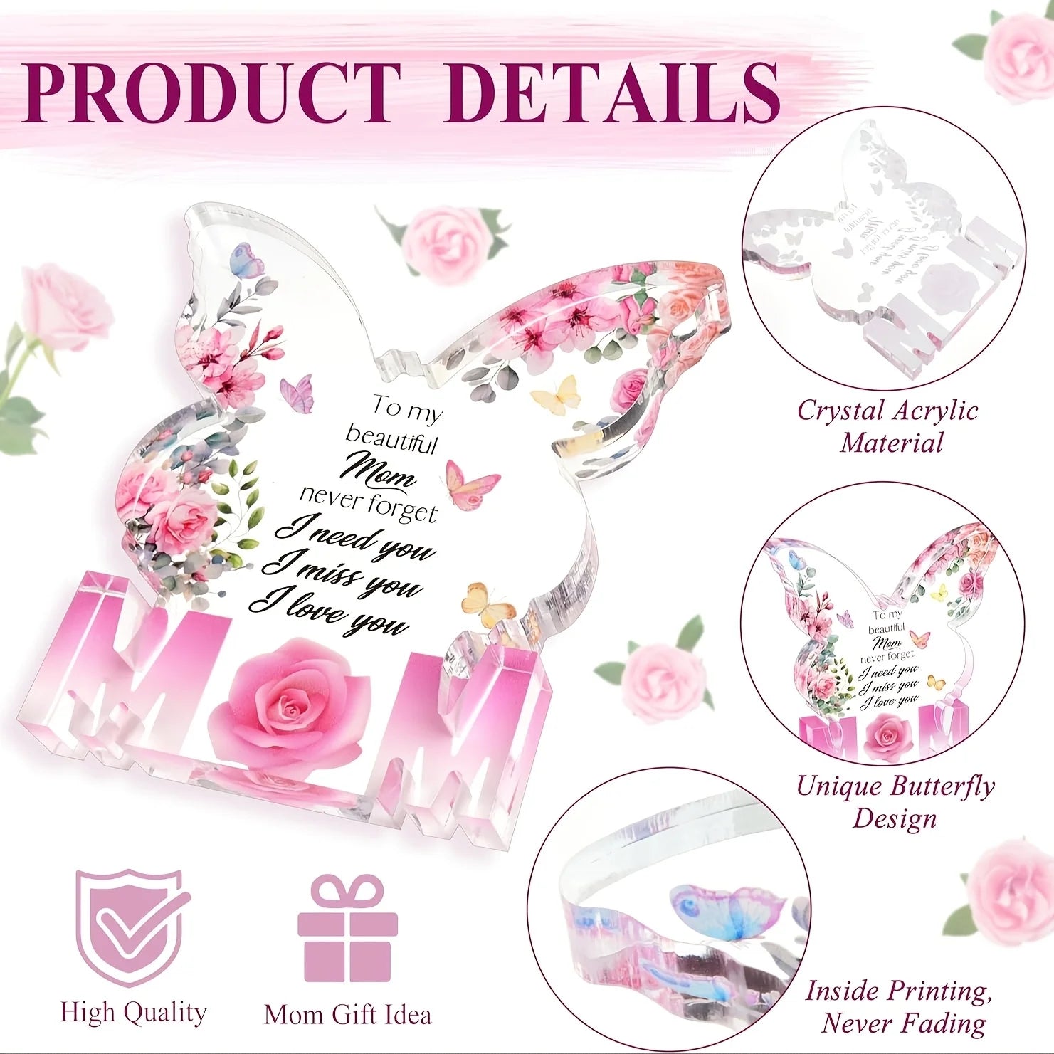 Schmetterling Rose Acryltafel