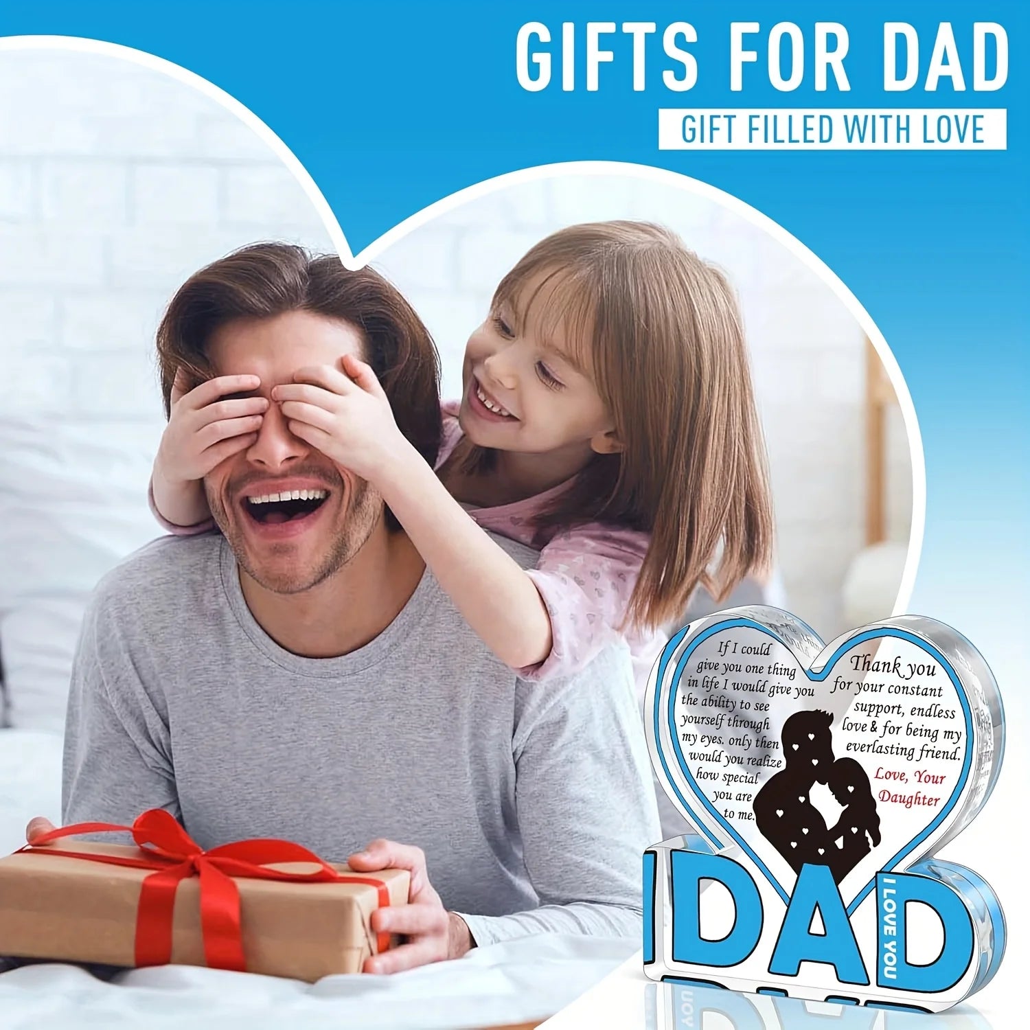 Acryl-Schild für Papa, Geschenke für Papa, Weihnachtsgeschenke von der Tochter, Geschenke für den besten Vater aller Zeiten, Geschenke für Vater und Tochter