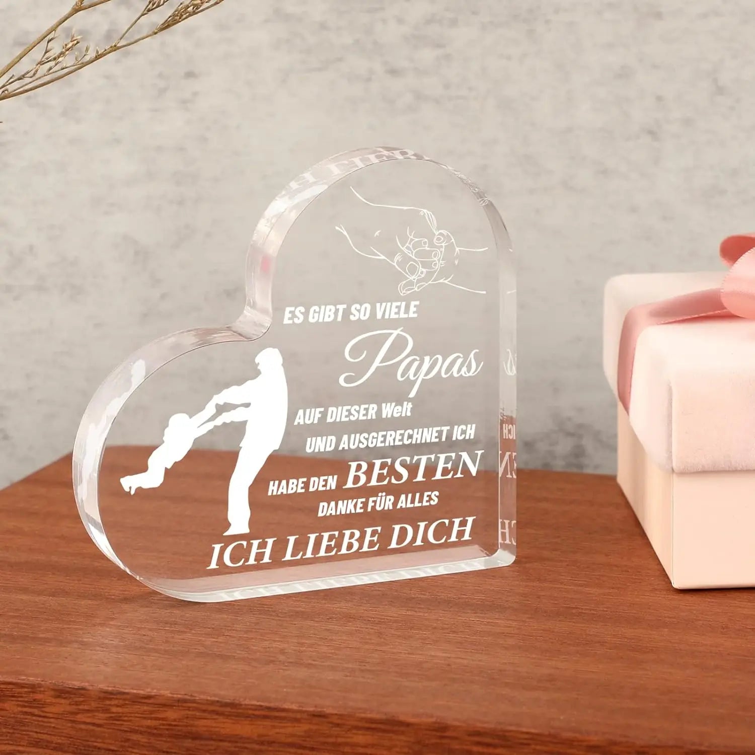 Geschenke für Papa, herzförmiges Acrylschild, Geschenk für den besten Vater, Weihnachtsgeburtstag, Vatertagsgeschenke für Vater, Vater der Kinder