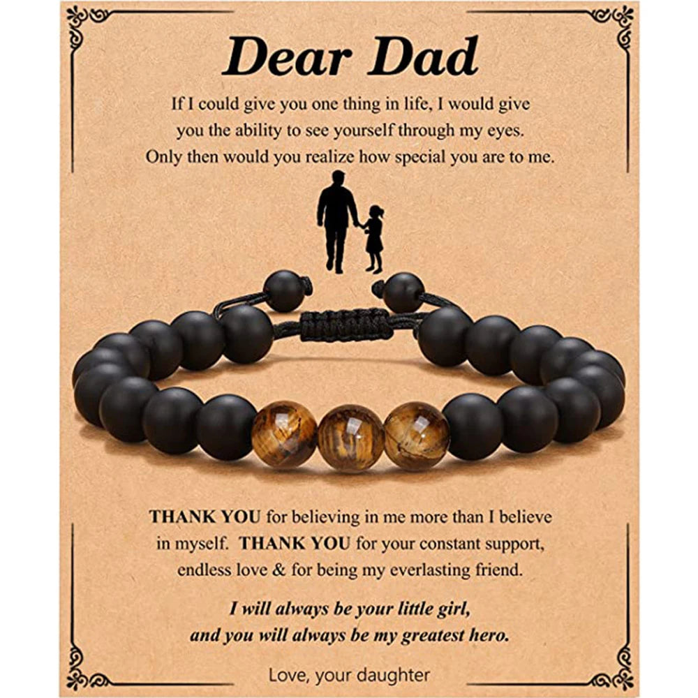 Vatertagsgeschenke für Papa, Geschenke von Tochter, Sohn, Armbänder, Geburtstagsgeschenke für Männer, Papa, Herrenarmband, Naturstein für Ihn, Ehemann
