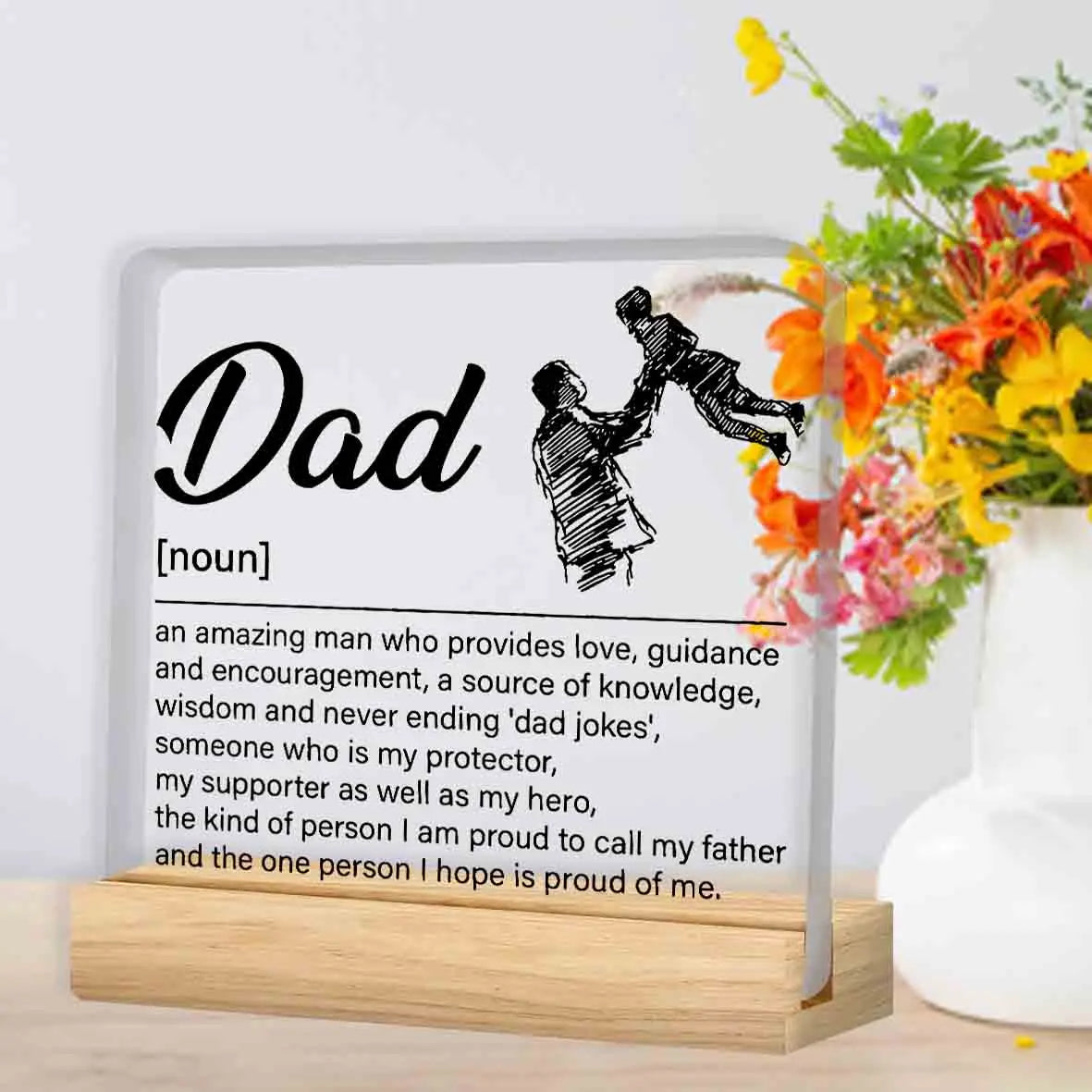 Vatertagsgeschenke von Tochter, Geschenk für Papa zum Geburtstag, Weihnachten, Vatertag, 'Papa, ich liebe dich' Transparenter Acryl-Schreibtischschmuck