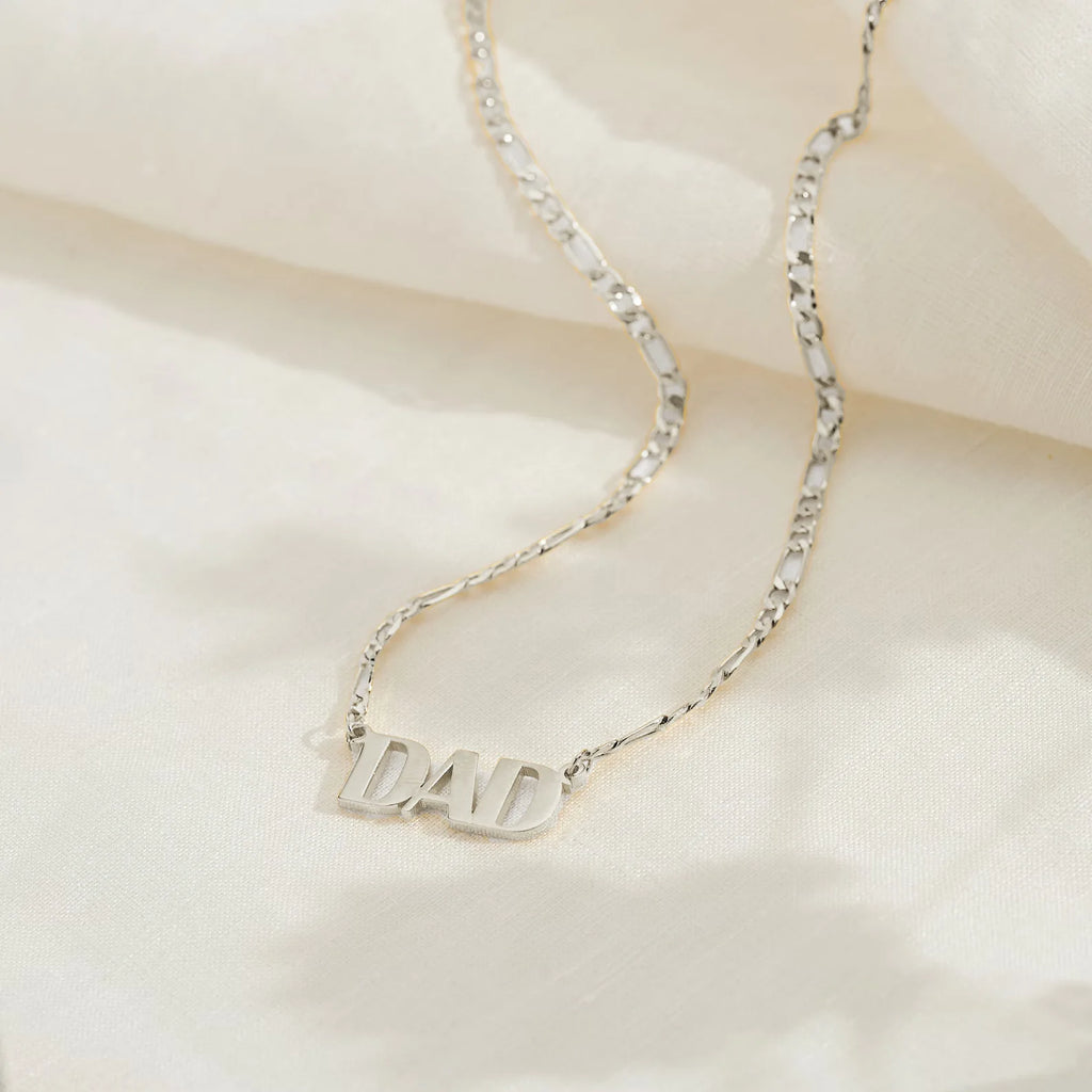 DAD-Halskette für Männer und Jungen, vergoldetes Edelstahl-Kettengliederhalsband, stilvolles Vatertags-Schmuckgeschenk