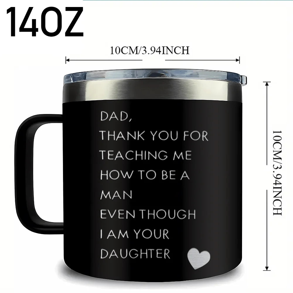 14oz Thermo-Trinkflasche mit Strohhalm aus Edelstahl, Kaffee-Thermoskanne, hält Getränke kalt, Thermosflasche, Geschenk für Papa, Opa