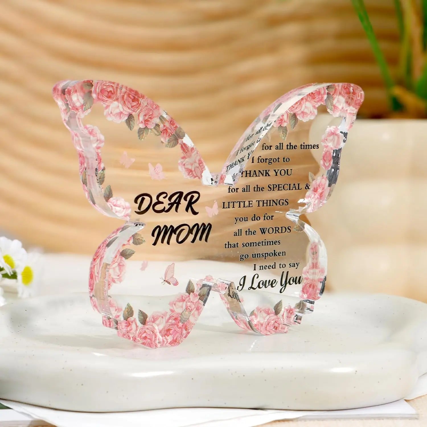 Acryltafel Schmetterling Pink