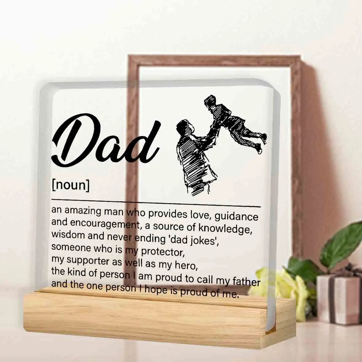 Vatertagsgeschenke von Tochter, Geschenk für Papa zum Geburtstag, Weihnachten, Vatertag, 'Papa, ich liebe dich' Transparenter Acryl-Schreibtischschmuck