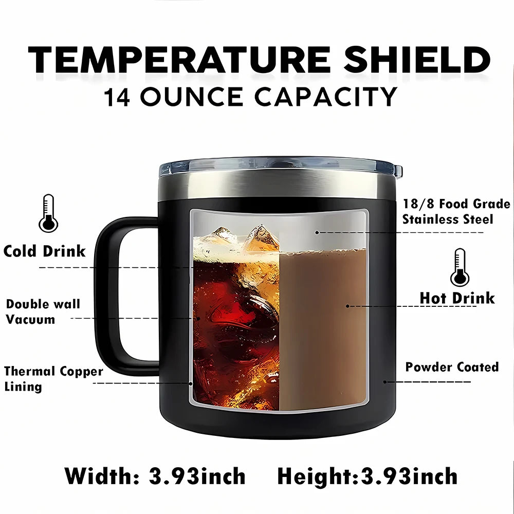 14oz Thermo-Trinkflasche mit Strohhalm aus Edelstahl, Kaffee-Thermoskanne, hält Getränke kalt, Thermosflasche, Geschenk für Papa, Opa