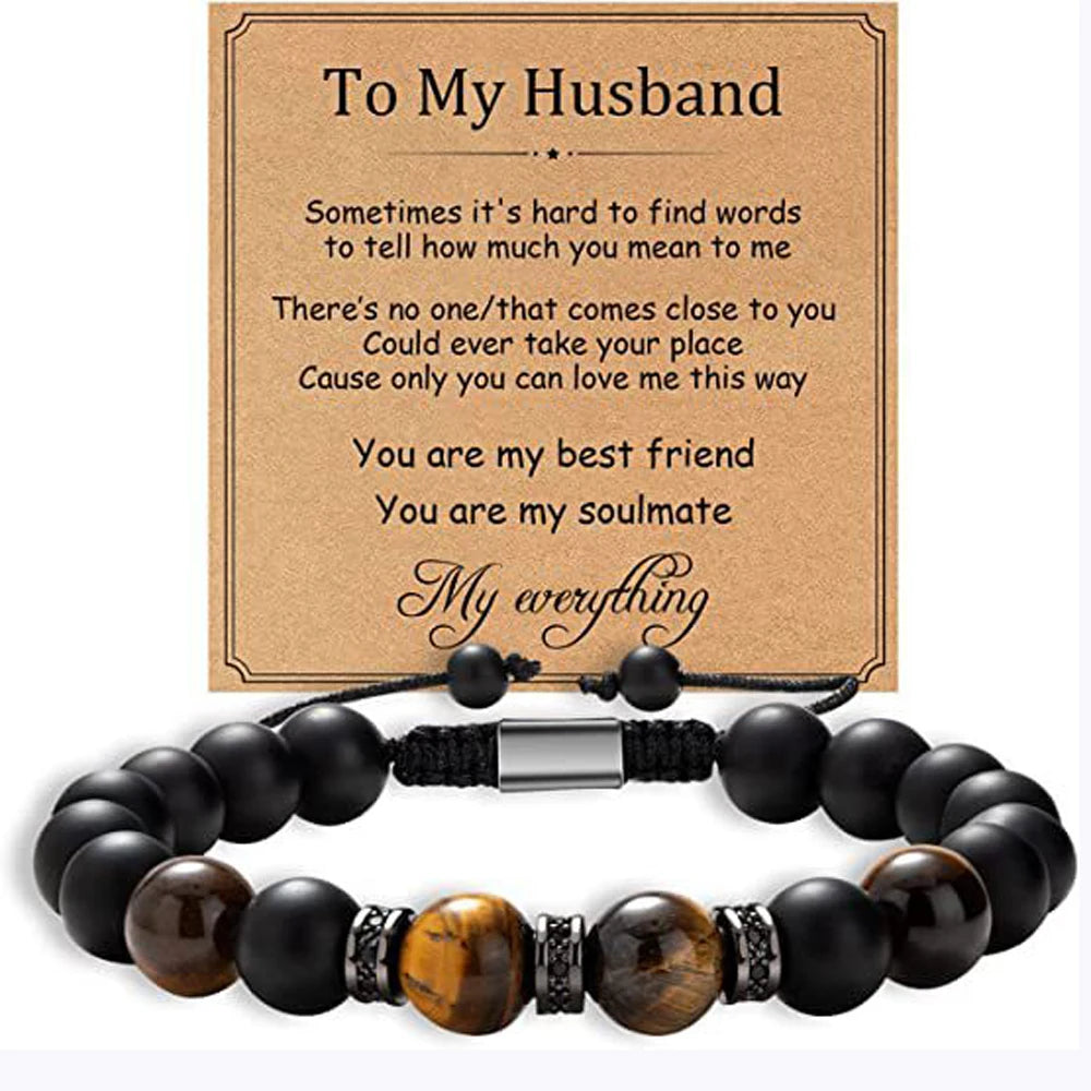 Vatertagsgeschenke für Papa, Geschenke von Tochter, Sohn, Armbänder, Geburtstagsgeschenke für Männer, Papa, Herrenarmband, Naturstein für Ihn, Ehemann