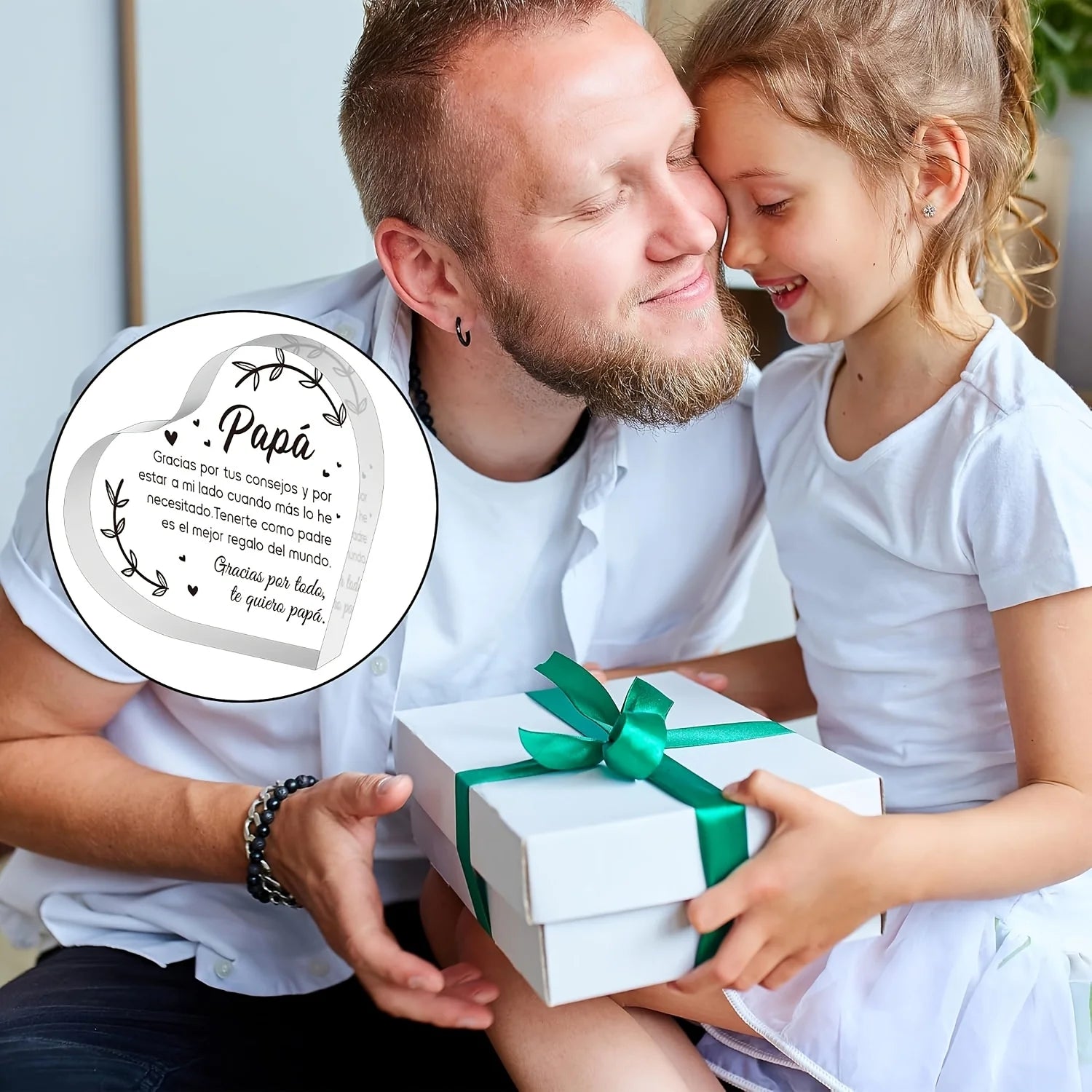 Spanische Geburtstagsgeschenke für Papa - Herz-Acryl-Plakette für Schreibtisch-Dekoration, Andenken-Briefbeschwerer, Geschenke für Väter