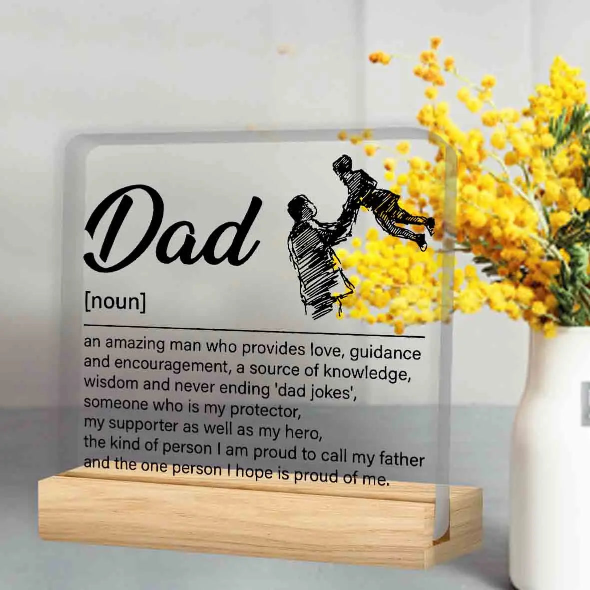 Vatertagsgeschenke von Tochter, Geschenk für Papa zum Geburtstag, Weihnachten, Vatertag, 'Papa, ich liebe dich' Transparenter Acryl-Schreibtischschmuck