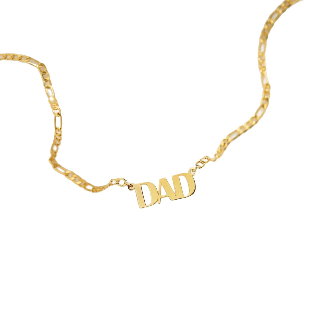 DAD-Halskette für Männer und Jungen, vergoldetes Edelstahl-Kettengliederhalsband, stilvolles Vatertags-Schmuckgeschenk