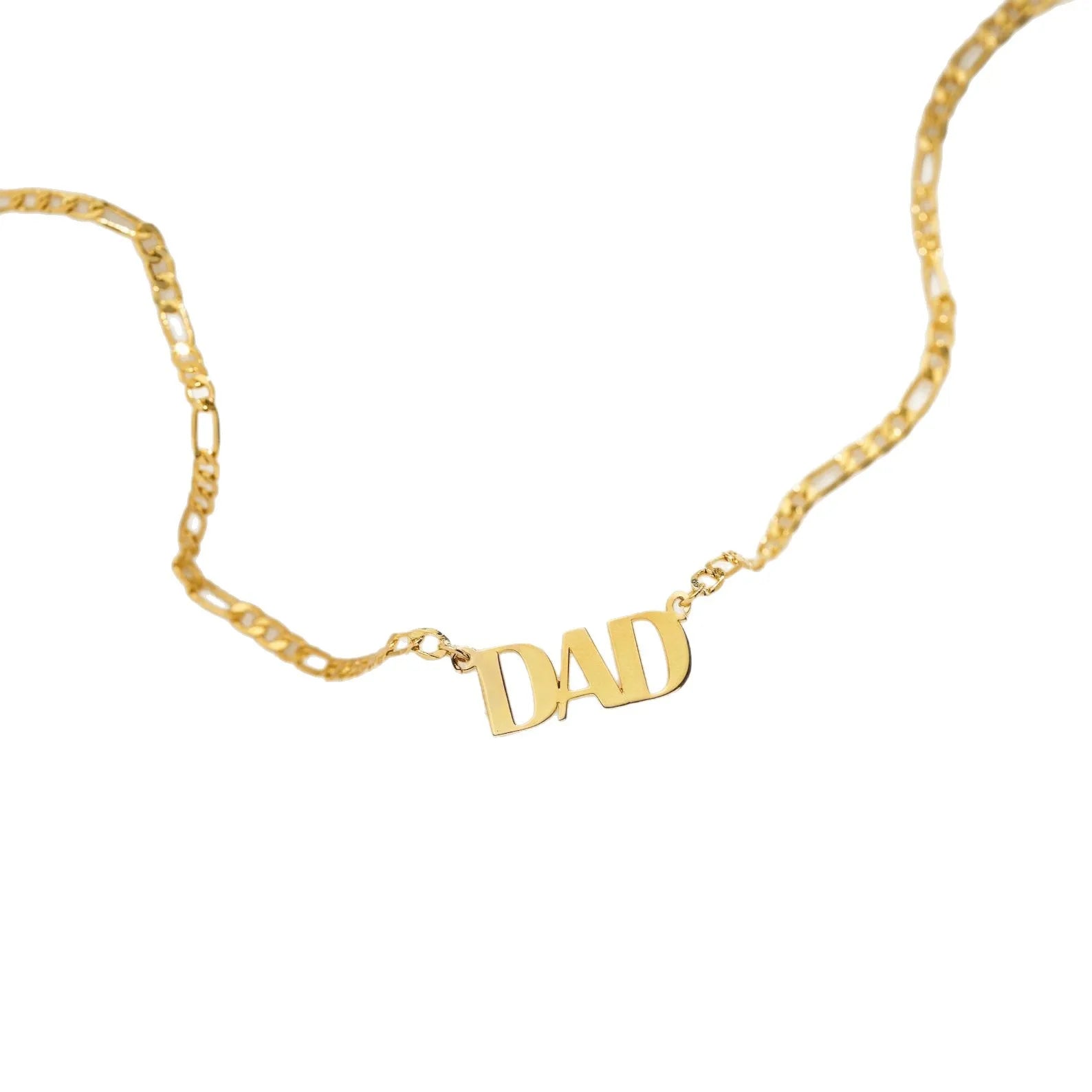 DAD-Halskette für Männer und Jungen, vergoldetes Edelstahl-Kettengliederhalsband, stilvolles Vatertags-Schmuckgeschenk